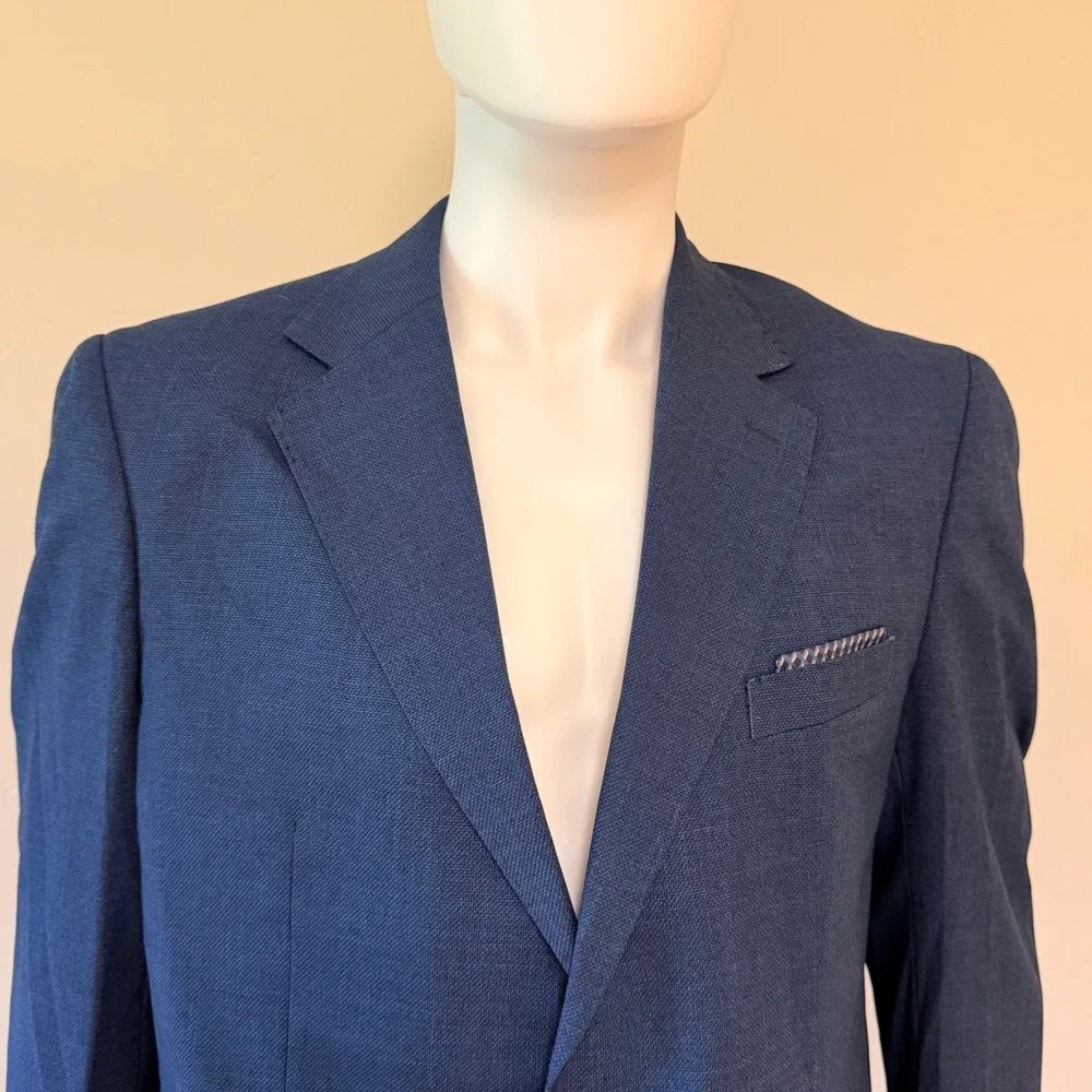 NWT A Caracciolo Sartoria Napoletana Mens Blue Blazer Jacket 54 IT Made in Italy